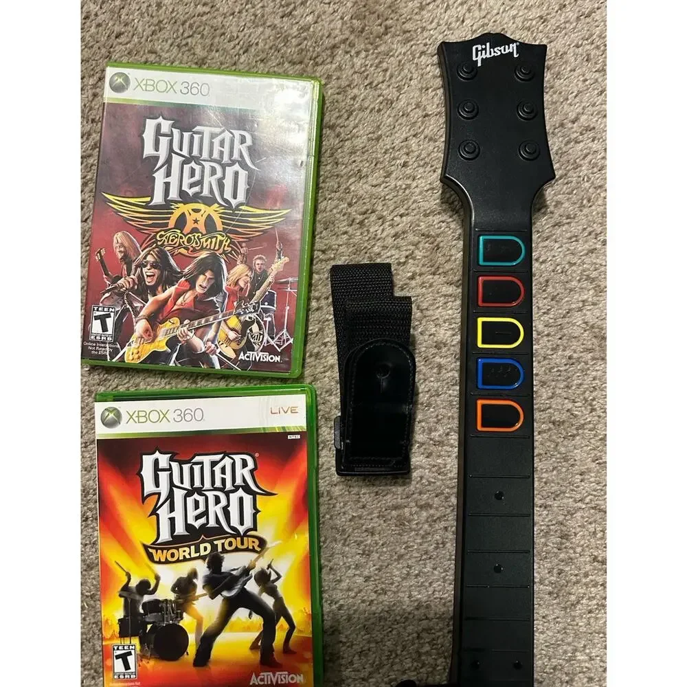 Red Octane Xbox 360 Guitar Hero Les Gibson Controller Bundle 2 Games Tested
